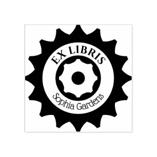Ex Libris Gears Gummistempel