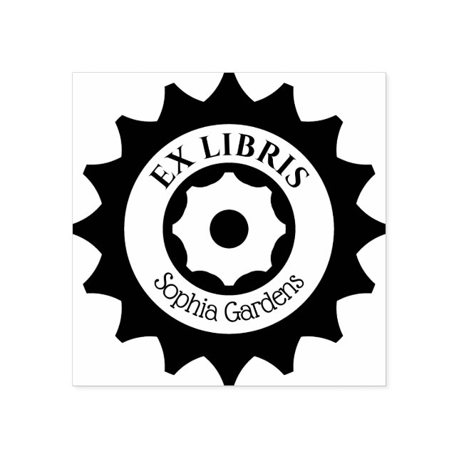 Ex Libris Gears Gummistempel (Prägung)