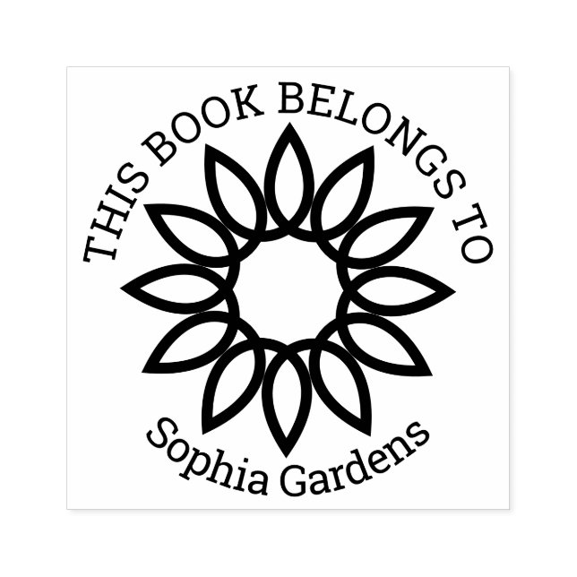 Ex Libris - Geometrische Blume 01 Gummistempel (Prägung)