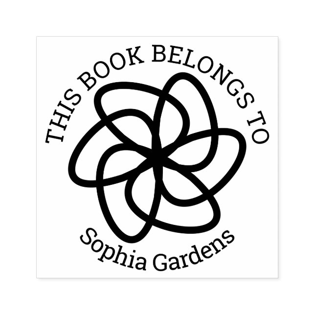 Ex Libris - Geometrische Blume 04 Gummistempel (Prägung)