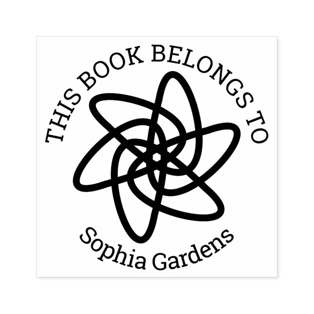 Ex Libris - Geometrische Blume 05 Gummistempel (Prägung)