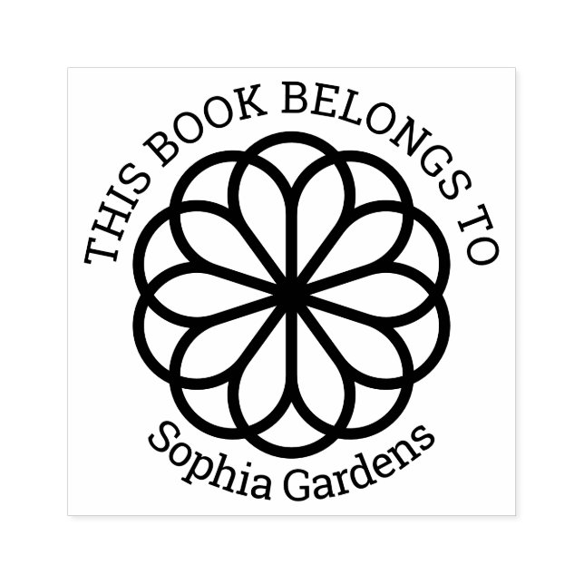 Ex Libris - Geometrische Blume 06 Gummistempel (Prägung)