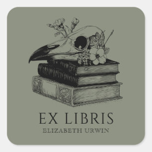 Ex Libris Gothic individuelles Buchschild-Aufklebe Quadratischer Aufkleber