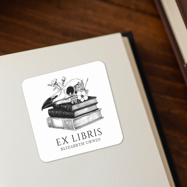 Ex Libris Gothic individuelles Buchzeichen-Aufkleb Quadratischer Aufkleber (Von Creator hochgeladen)