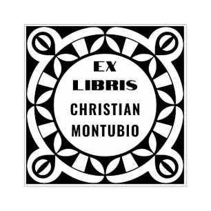Ex Libris Holz-Stempel - Geometrisches Motiv Gummistempel