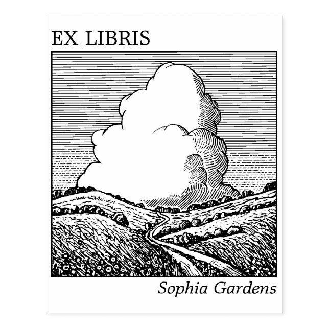 Ex Libris - Imaginäre Landschaft mit Cloud Gummistempel (Prägung)