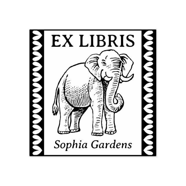 Ex Libris - Indischer Elefant - grenzt an Gummistempel (Prägung)