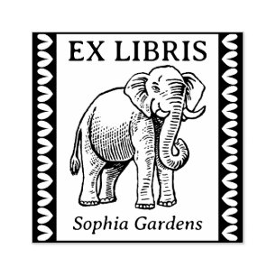 Ex Libris - Indischer Elefant - grenzt an Gummistempel