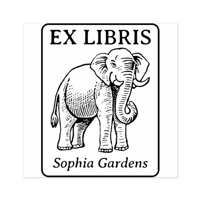 Ex Libris - Indischer Elefant Gummistempel (Prägung)