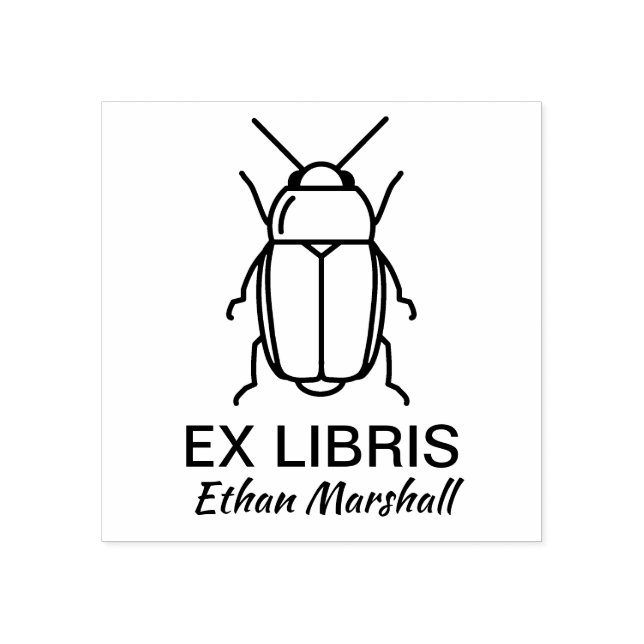 Ex Libris - Käfer/Bug Gummistempel (Prägung)