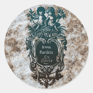 Ex Libris Kartusche & Cherubs Aufkleber