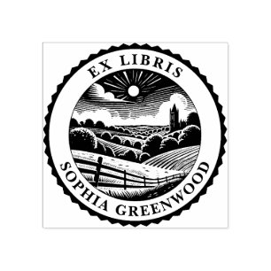 Ex Libris - Landschaft des ländlichen Raums 03 Gummistempel
