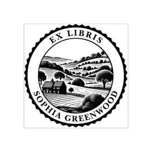 Ex Libris - Landschaft des ländlichen Raums 07 Gummistempel