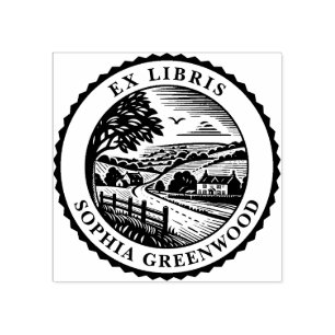Ex Libris - Landschaft des ländlichen Raums Gummistempel