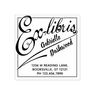 Ex Libris Library of Buchzeichen Bold Typografy Gummistempel