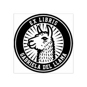 Ex Libris - Llama Champion Gummistempel