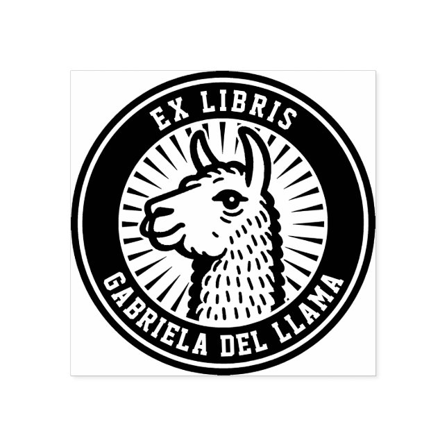 Ex Libris - Llama Champion Gummistempel (Prägung)
