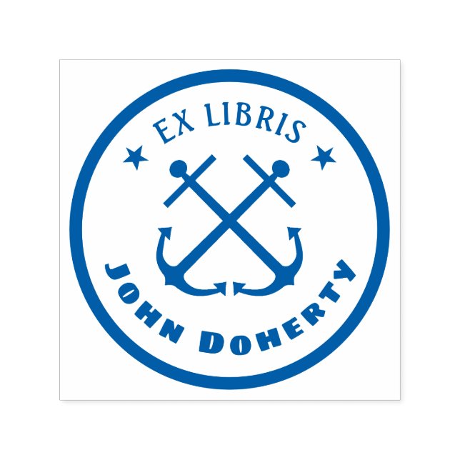 Ex Libris mit zwei Ankern | Personalisierbar Permastempel (Design)