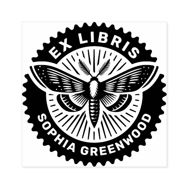 Ex Libris - Moth Gummistempel (Prägung)