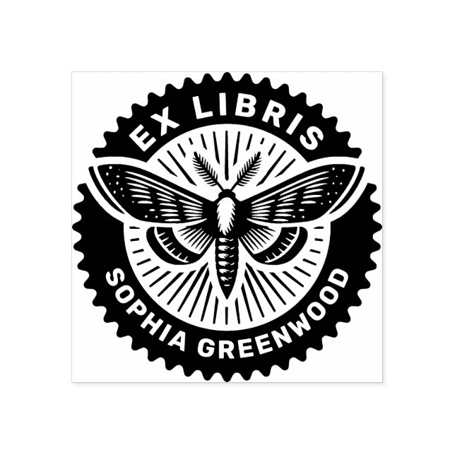Ex Libris - Moth Gummistempel (Prägung)
