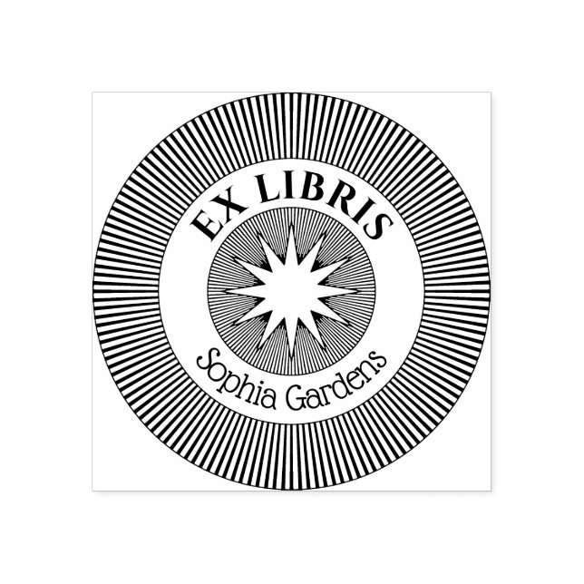 Ex Libris Mystical Star Burst /8 Rubber Briefmarke Gummistempel (Prägung)