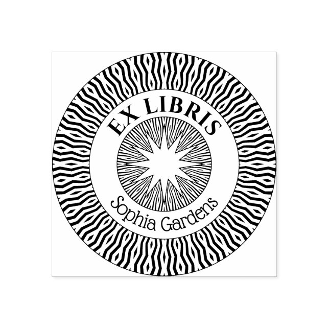 Ex Libris Mystical Star Burst v2 Gummistempel (Prägung)