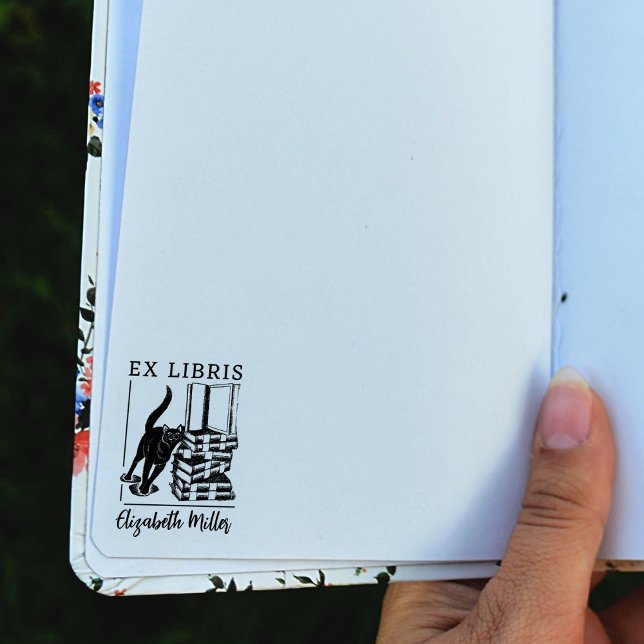 Ex Libris, Niedliches Katzenbuch Gummistempel (Von Creator hochgeladen)