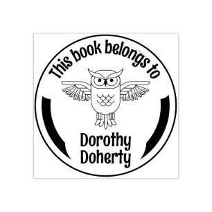 Ex Libris Owl   Personalisierbar Gummistempel