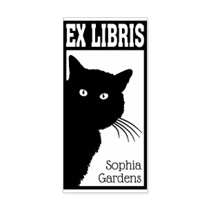 Ex Libris Peeping Black Cat Gummistempel