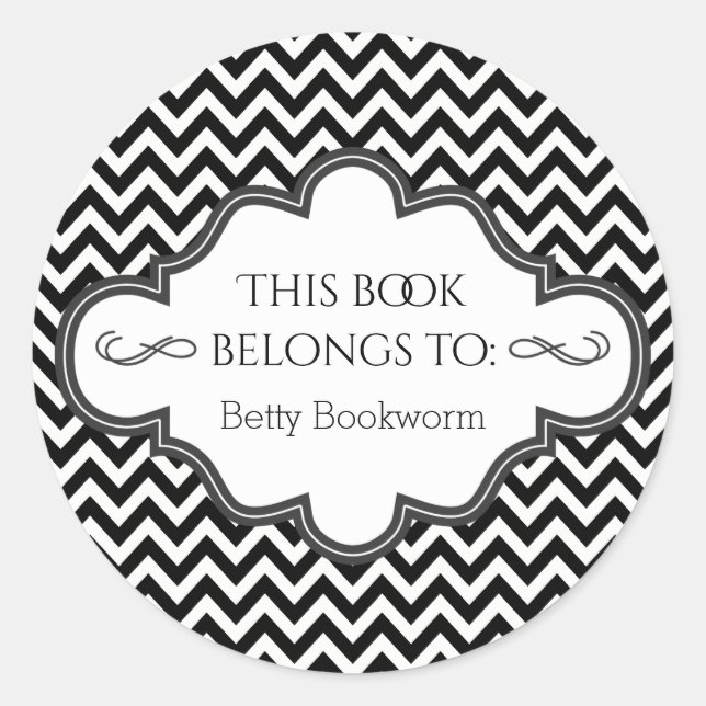 Ex Libris Personalisiert Library Buchzeichen Chevr Runder Aufkleber (Vorderseite)