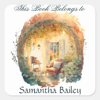 Ex Libris Personalisiertes Buchzeichen Quadratischer Aufkleber