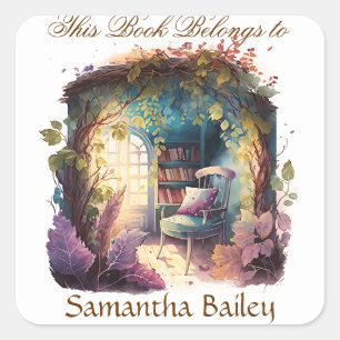 Ex Libris Personalisiertes Buchzeichen Quadratischer Aufkleber