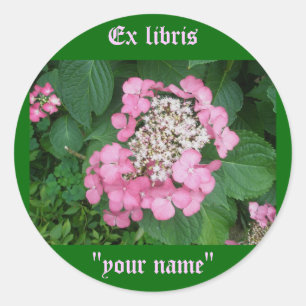 Ex Libris Pink Hydrangea Stickers zum Anpassen