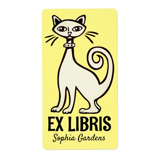 Ex Libris - Retrokatze - Blassgelb (Vorne)