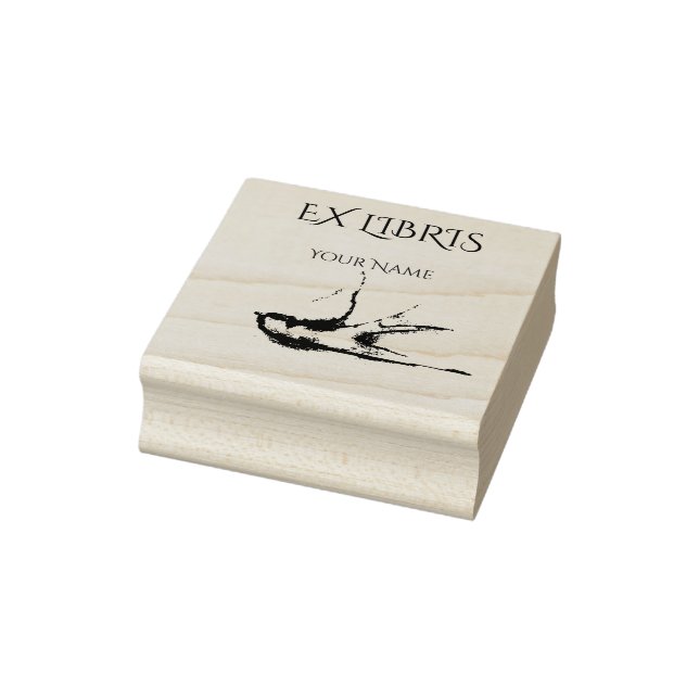 EX LIBRIS - Schwalbenvogel Gummistempel (Stempel)
