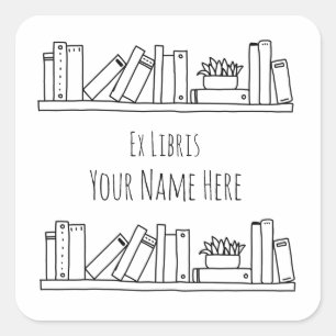 Ex Libris Schwarz-Weiß-Buchzeichen Quadratischer Aufkleber
