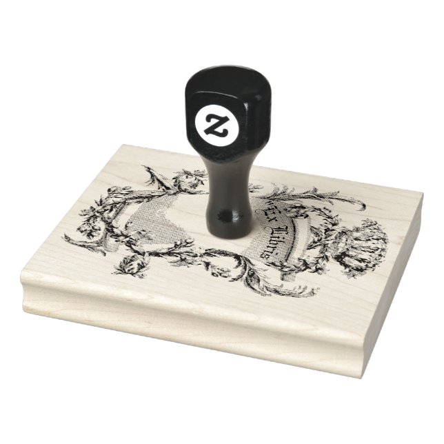 Ex Libris Scroll Vintage Linienkunst  Gummistempel (Stempel)