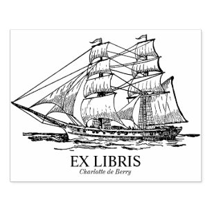 Ex Libris - Segelschiff (Brig) Gummistempel
