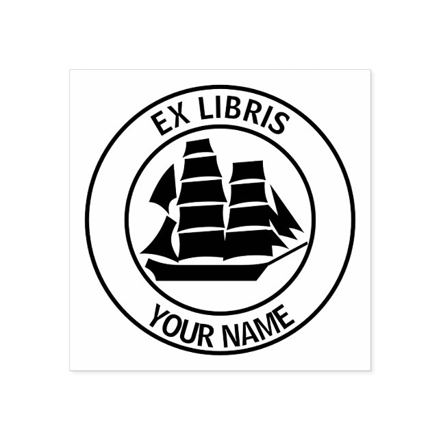 Ex libris Segelschiff Buchzeichen Gummistempel (Prägung)