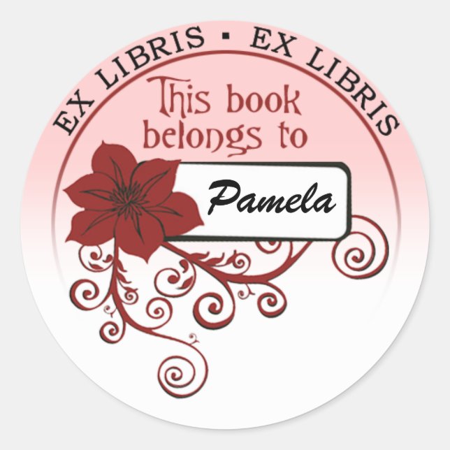 Ex Libris Sticker (florrot & hintergrund) (Vorderseite)
