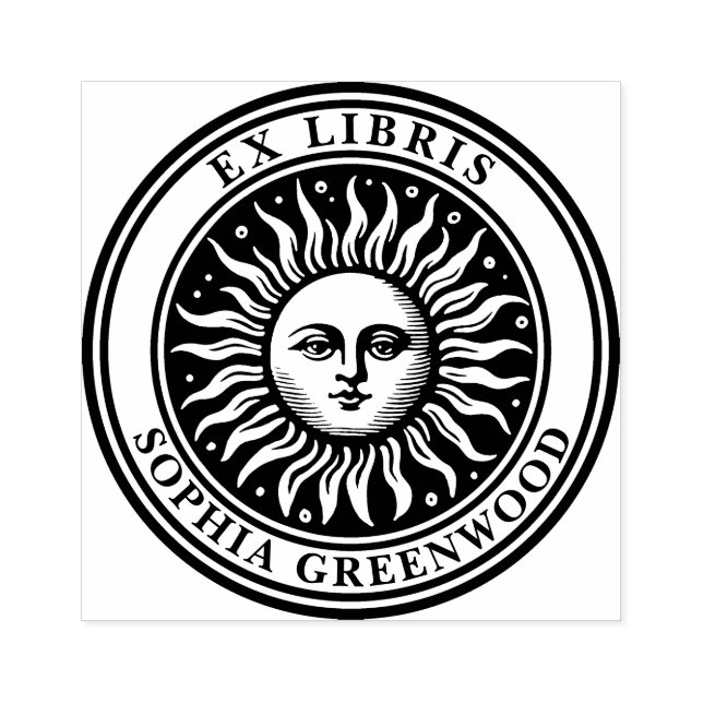 Ex Libris - Sun Face 2 Gummistempel (Prägung)