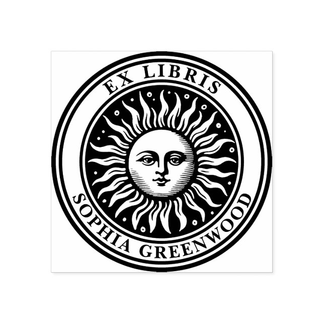 Ex Libris - Sun Face 2 Gummistempel (Prägung)
