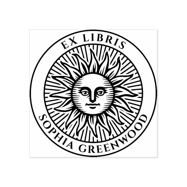 Ex Libris - Sun Face 3 Gummistempel (Prägung)