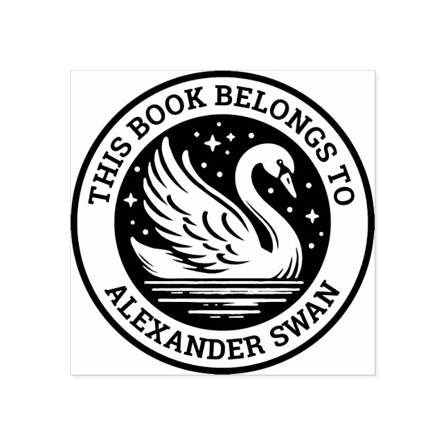 Ex Libris - Swan Gummistempel (Prägung)