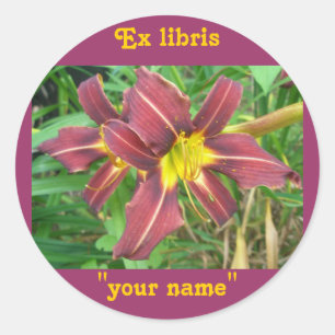 Ex Libris Taglilie Rote Sticker zum Anpassen