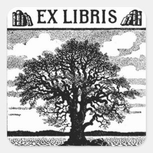 Ex Libris Tree Buchzeichen Quadratischer Aufkleber