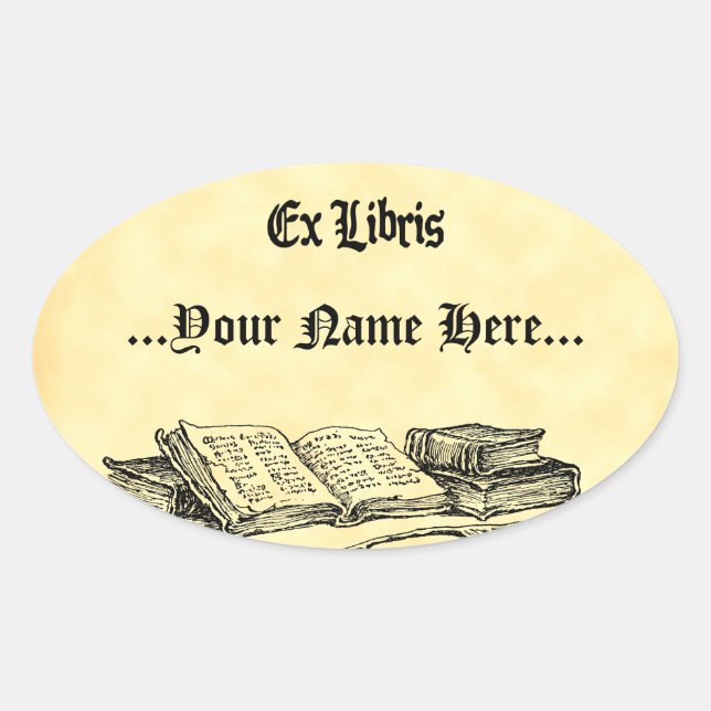 Ex Libris Vintag Books Custom Buchzeichen Ovaler Aufkleber (Vorderseite)