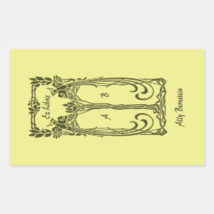 Ex Libris Vintage-Pfauen mit Namensinitialen Rechteckiger Aufkleber