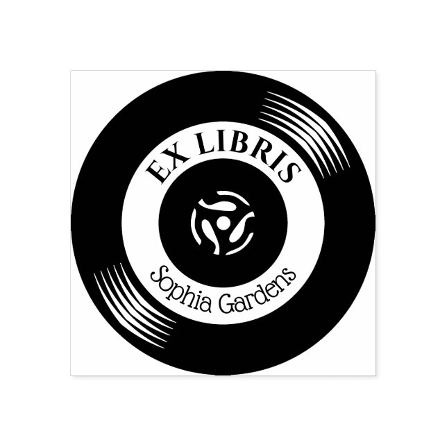 Ex Libris Vinyl Record Gummistempel (Prägung)