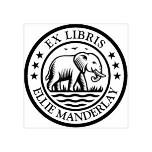 Ex Libris - Walking Elephant Gummistempel